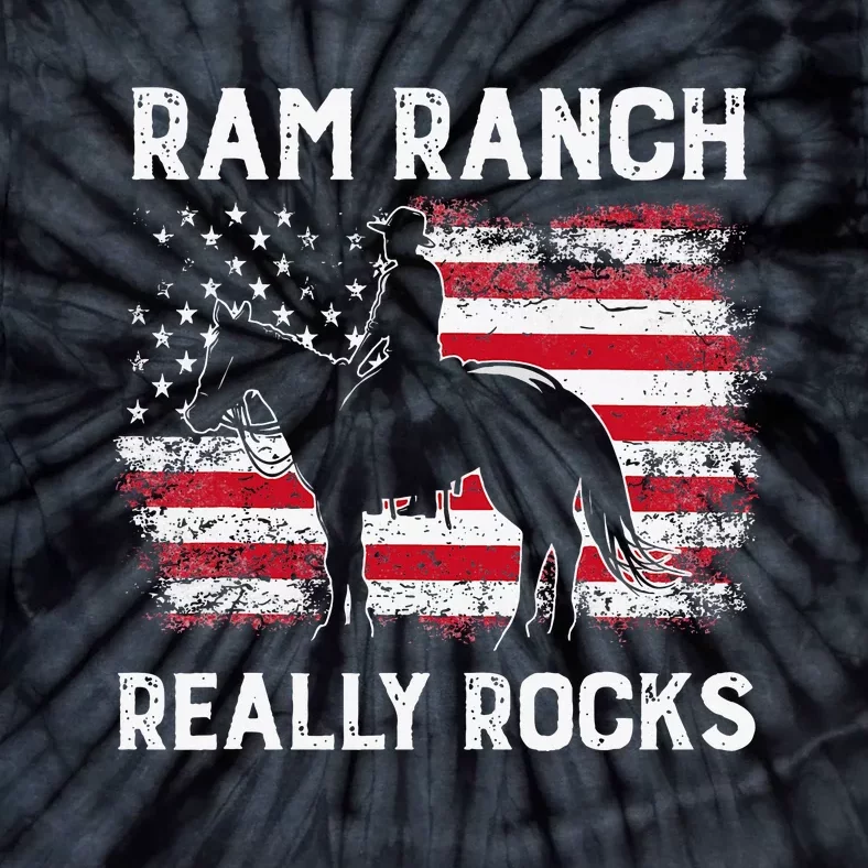 Ranch Really Rocks Western Cowboy Horseback Usa Flag Tie-Dye T-Shirt