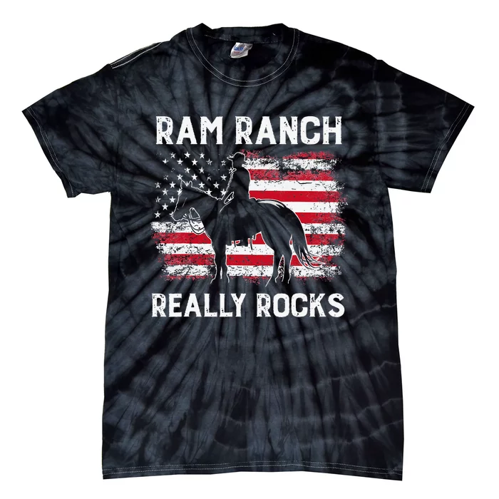 Ranch Really Rocks Western Cowboy Horseback Usa Flag Tie-Dye T-Shirt