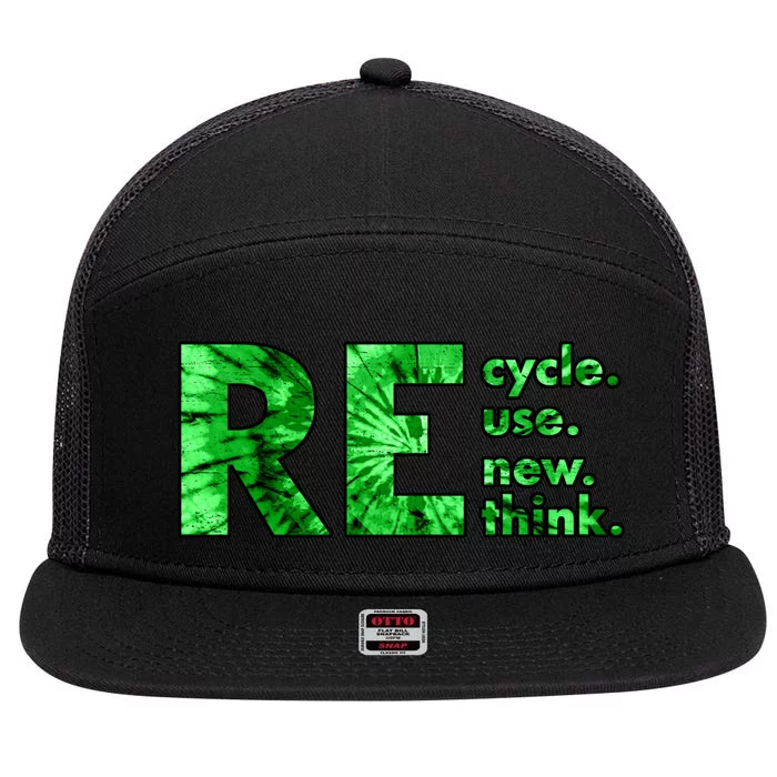 Recycle Reuse Renew Rethink Tie Dye Crisis Environmental Activism 7 Panel Mesh Trucker Snapback Hat