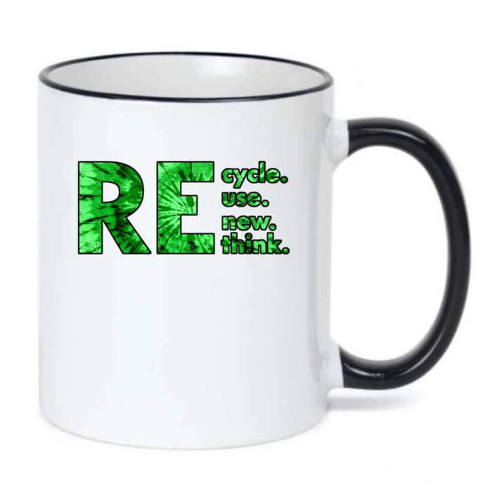 Recycle Reuse Renew Rethink Tie Dye Crisis Environmental Activism Black Color Changing Mug