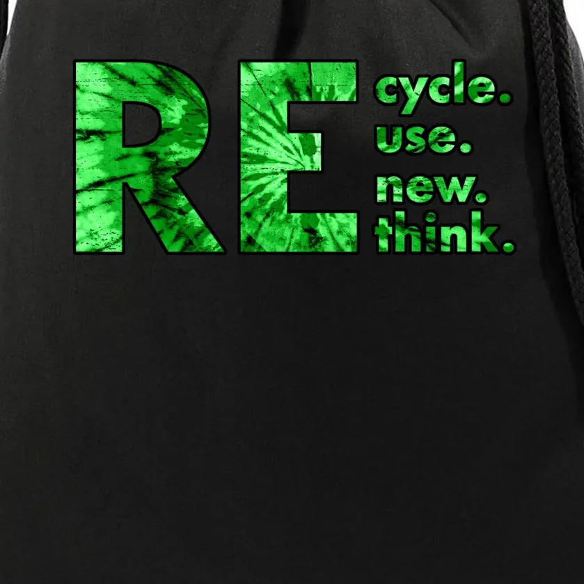 Recycle Reuse Renew Rethink Tie Dye Crisis Environmental Activism Drawstring Bag