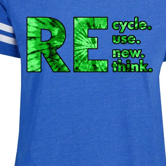 Recycle Reuse Renew Rethink Tie Dye Crisis Environmental Activism Enza Ladies Jersey Football T-Shirt