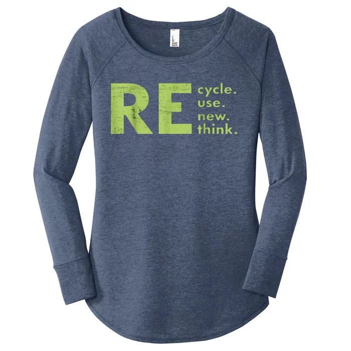 Recycle Reuse Renew Rethink Crisis Environmental Activism Women's Perfect Tri Tunic Long Sleeve Shirt