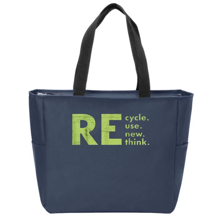 Recycle Reuse Renew Rethink Crisis Environmental Activism Zip Tote Bag