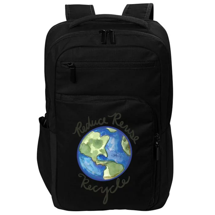 Reduce Reuse Recycle Earthy Artwork Environtalism Gift Impact Tech Backpack