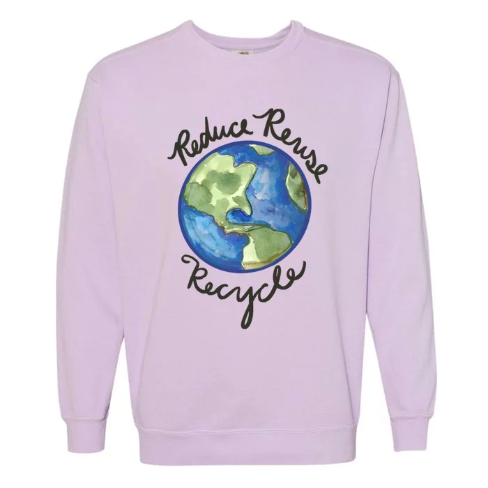 Reduce Reuse Recycle Earthy Artwork Environtalism Gift Garment-Dyed Sweatshirt