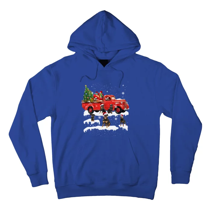 Rottweiler Riding Red Truck Merry Christmas Xmas Ugly Gift Hoodie