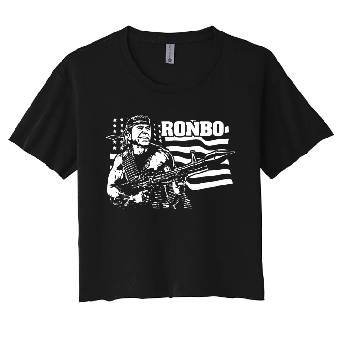 Ronbo Ronald Reagan Women's Crop Top Tee