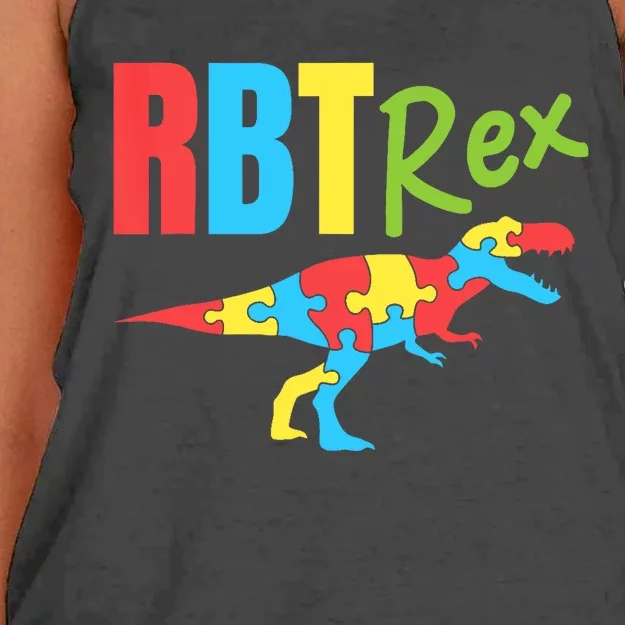 RBT Rex Registered Behavior Technician Therapist Autism Women's Knotted Racerback Tank