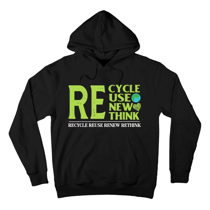 Recycle Reuse Renew Rethink Crisis Environmental Activism Earth Day Tall Hoodie