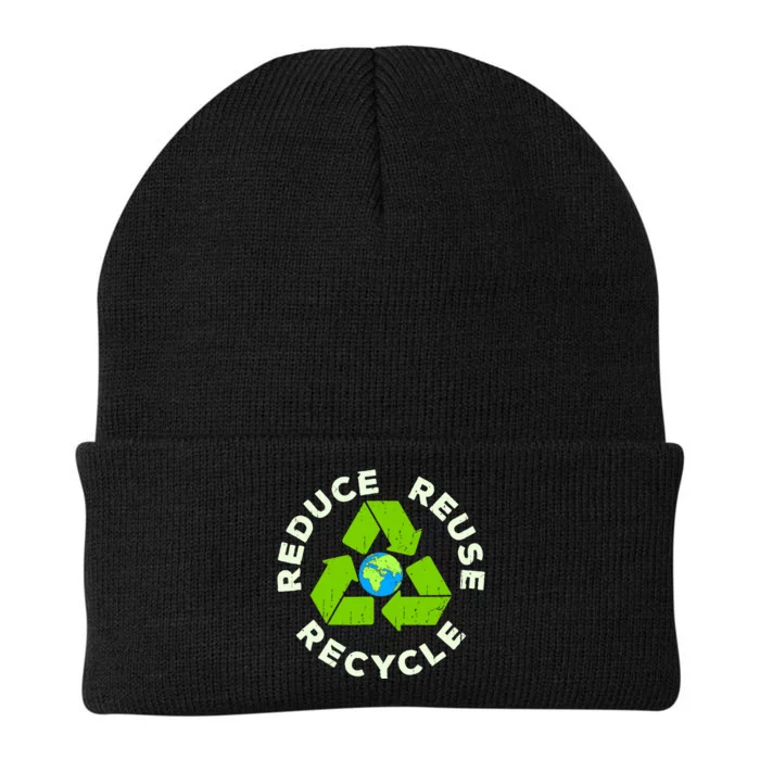 Reduce Reuse Recycle Earth Day Knit Cap Winter Beanie