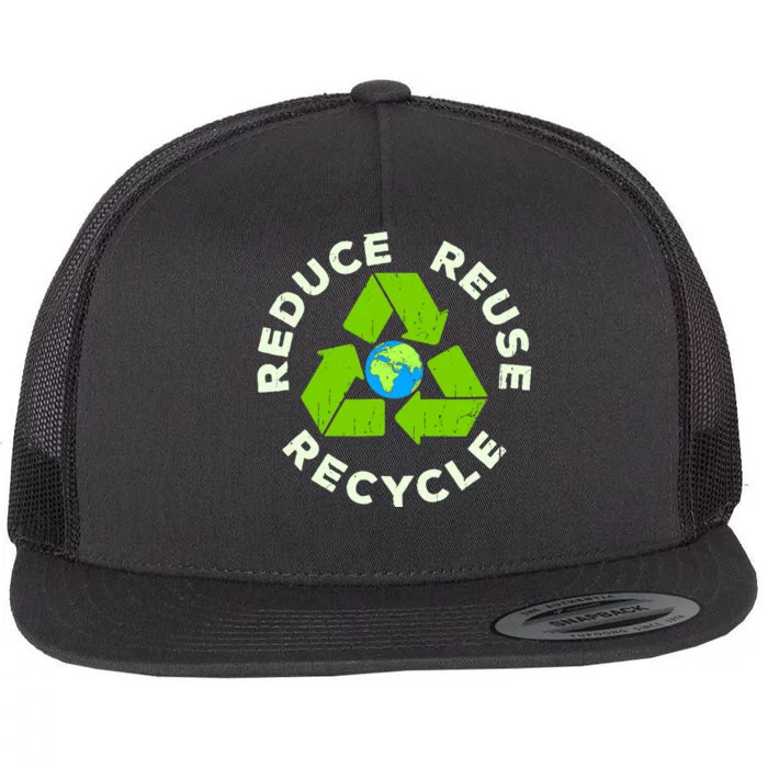 Reduce Reuse Recycle Earth Day Flat Bill Trucker Hat