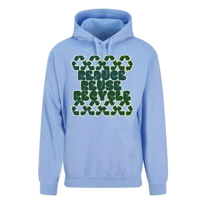 Reduce Reuse Recycle For Earth Day Unisex Surf Hoodie