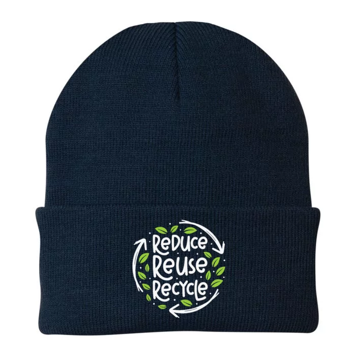 Reuse Reduce Recycle Save Earth Day Planet Knit Cap Winter Beanie