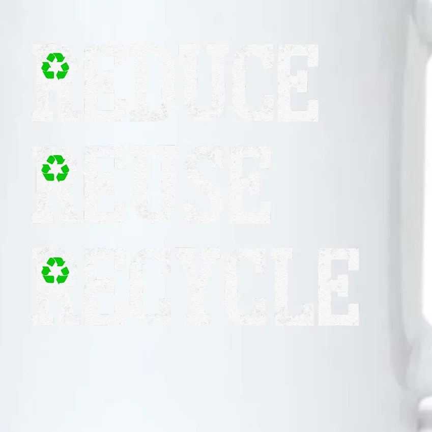 Reduce Reuse Recycle Green Earth Day Distressed Black Color Changing Mug