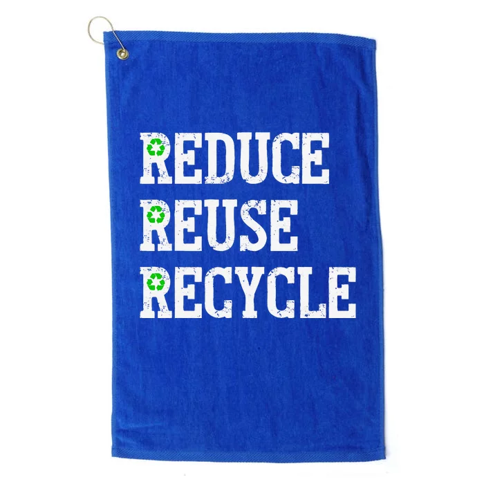 Reduce Reuse Recycle Green Earth Day Distressed Platinum Collection Golf Towel