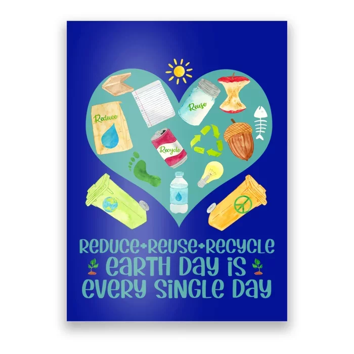 Reuse Reduce Recycle Gift Love And Heart Gift Earth Day Is Every Day Gift Poster