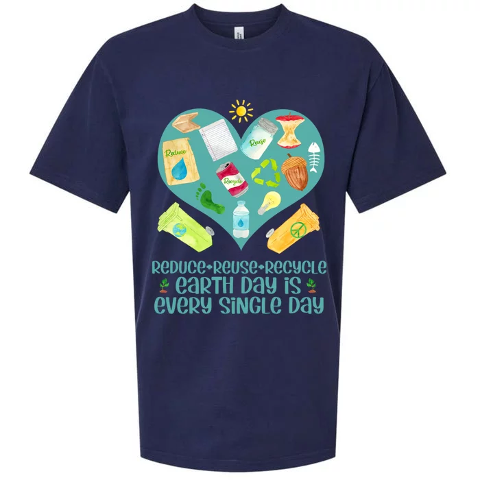 Reuse Reduce Recycle Gift Love And Heart Gift Earth Day Is Every Day Gift Sueded Cloud Jersey T-Shirt