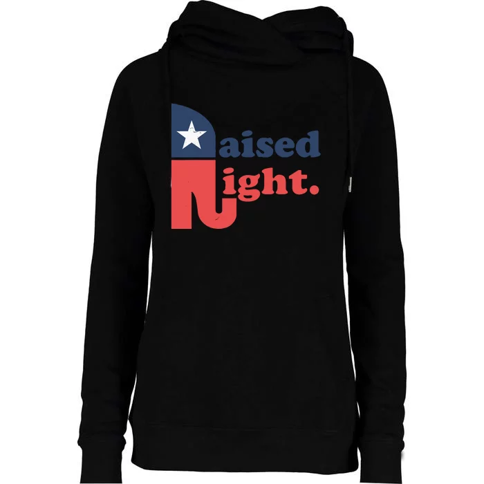 Raised Right Republican Elephant Retro Style Distressed Gift Womens Funnel Neck Pullover Hood