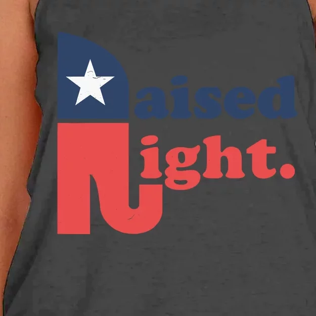 Raised Right Republican Elephant Retro Style Distressed Gift Women's Knotted Racerback Tank