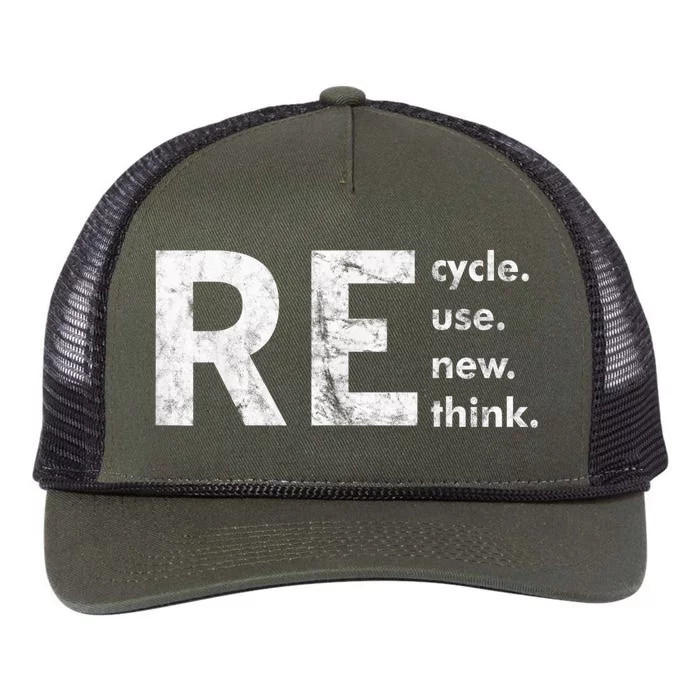 Recycle Reuse Renew Rethink Crisis Environmental Activism Retro Rope Trucker Hat Cap