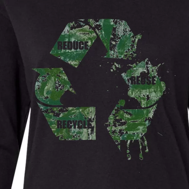 Reduce Reuse Recycle Logo Green Symbol Womens Cotton Relaxed Long Sleeve T-Shirt