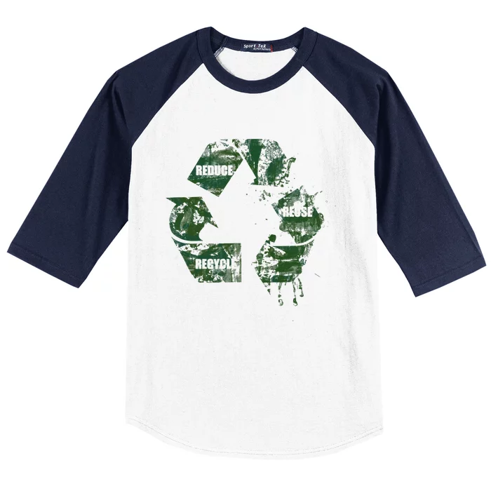 Reduce Reuse Recycle Logo Green Symbol Baseball Sleeve Shirt