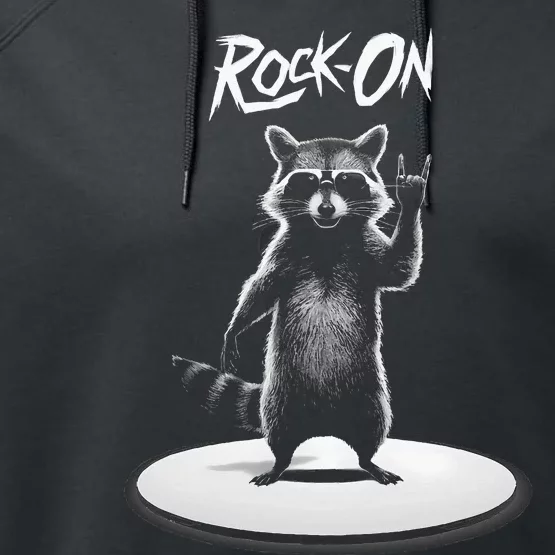 Retro Raccoon Rock Music Performance Fleece Hoodie