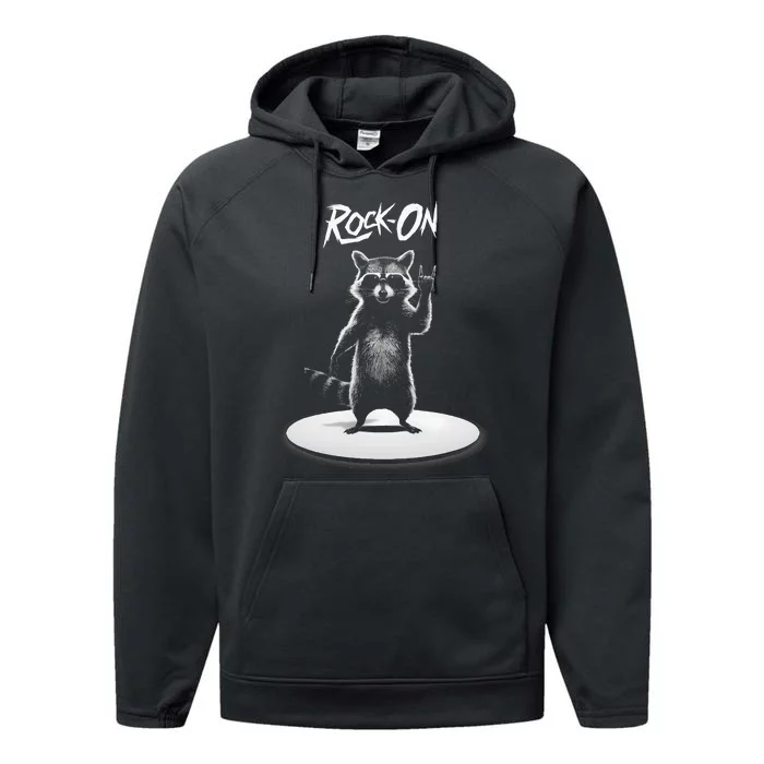 Retro Raccoon Rock Music Performance Fleece Hoodie