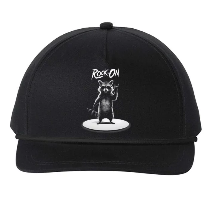 Retro Raccoon Rock Music Snapback Five-Panel Rope Hat