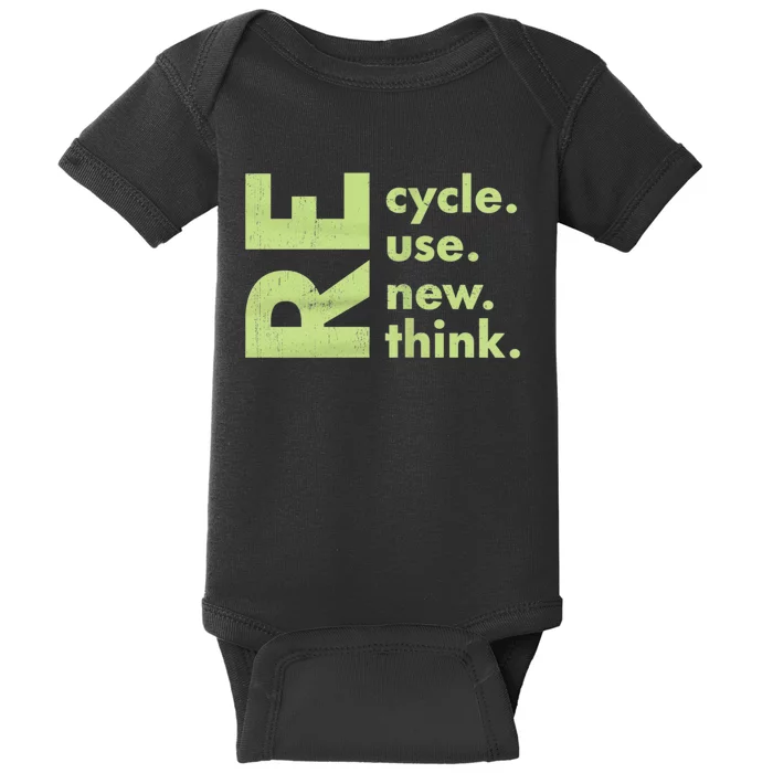 Recycle Reuse Renew Rethink Crisis Environmental Activism Baby Bodysuit