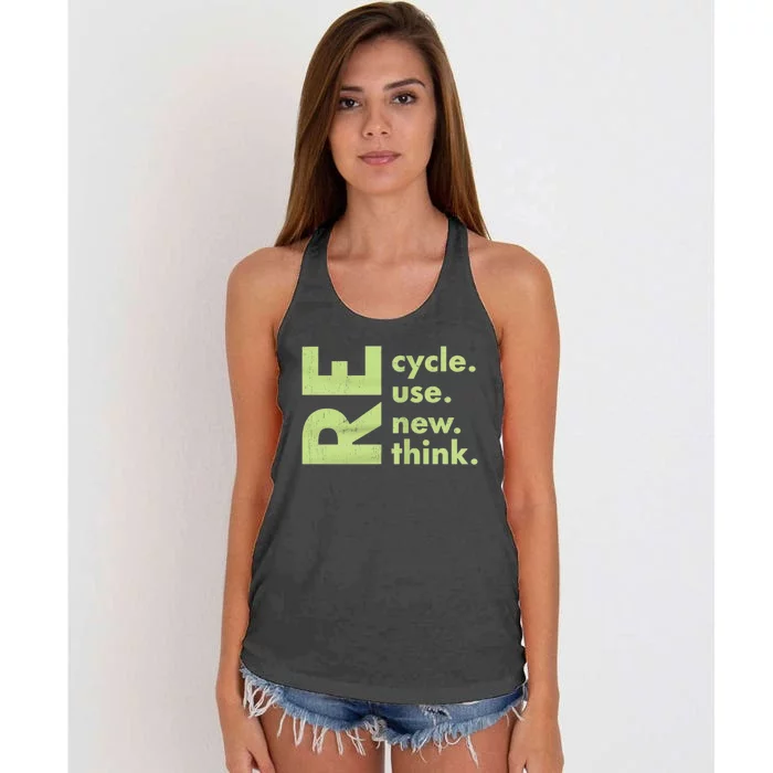 Recycle Reuse Renew Rethink Crisis Environmental Activism Women's Knotted Racerback Tank