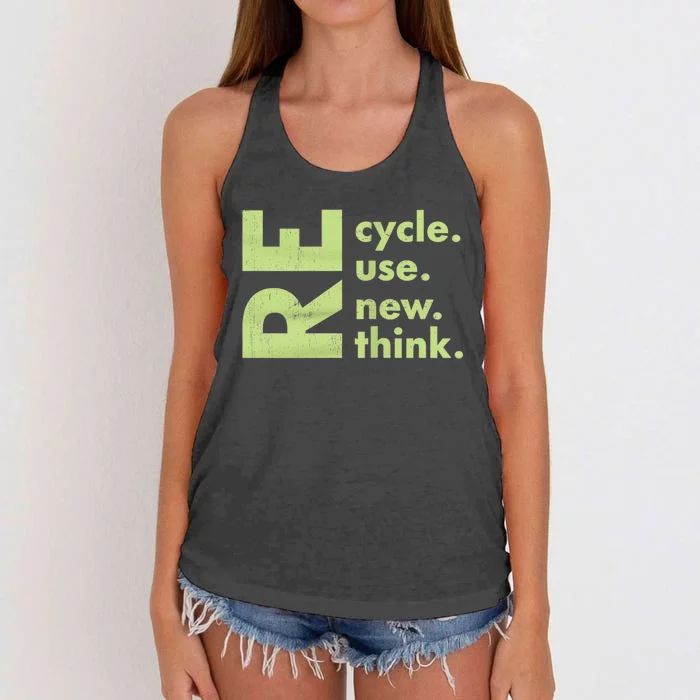 Recycle Reuse Renew Rethink Crisis Environmental Activism Women's Knotted Racerback Tank