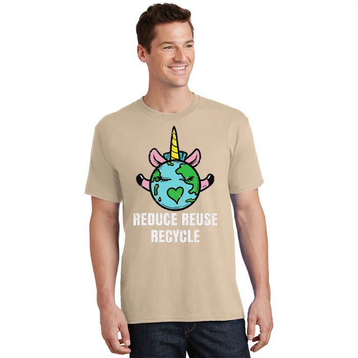 Reduce Reuse Recycle Unicorn Earth Day Environment T-Shirt