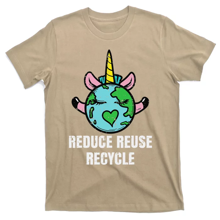 Reduce Reuse Recycle Unicorn Earth Day Environment T-Shirt