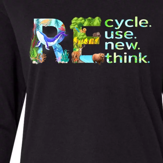 Recycle Reuse Renew Rethink Earth Day Recycling Womens Cotton Relaxed Long Sleeve T-Shirt