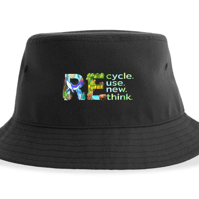 Recycle Reuse Renew Rethink Earth Day Recycling Sustainable Bucket Hat