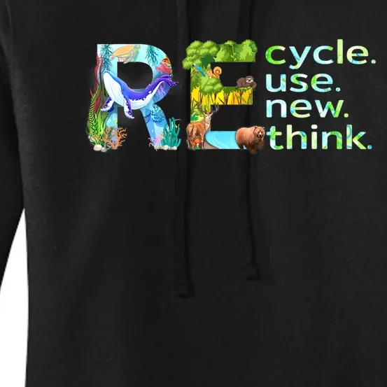 Recycle Reuse Renew Rethink Earth Day Recycling Women's Pullover Hoodie