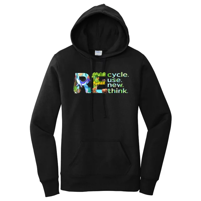 Recycle Reuse Renew Rethink Earth Day Recycling Women's Pullover Hoodie