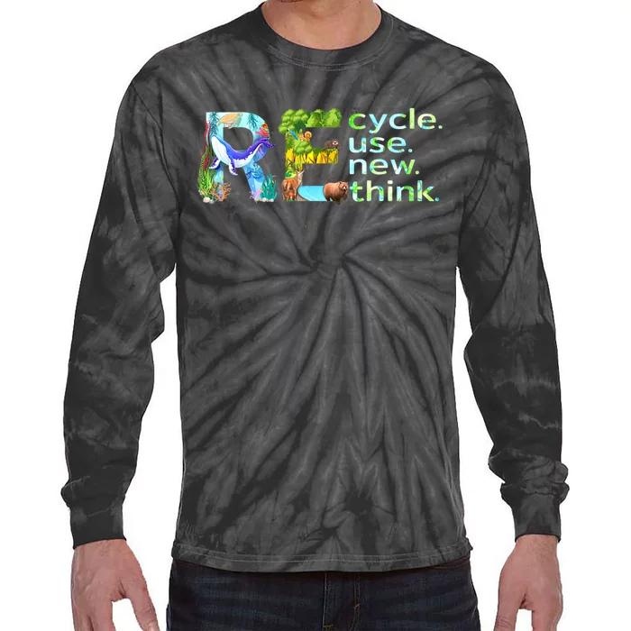 Recycle Reuse Renew Rethink Earth Day Recycling Tie-Dye Long Sleeve Shirt