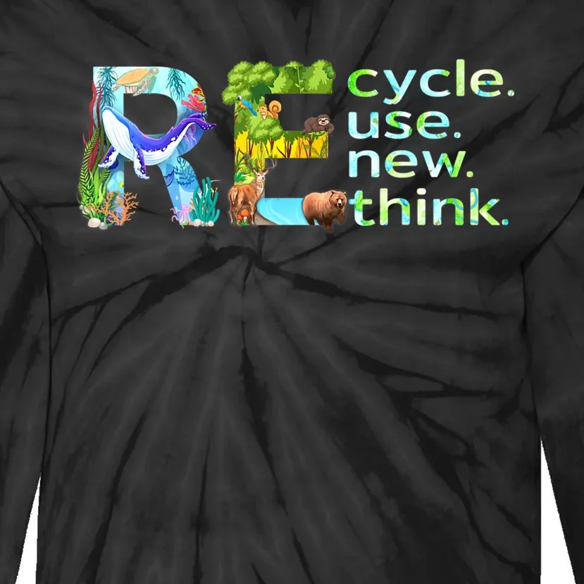 Recycle Reuse Renew Rethink Earth Day Recycling Tie-Dye Long Sleeve Shirt