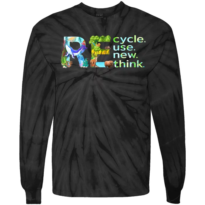 Recycle Reuse Renew Rethink Earth Day Recycling Tie-Dye Long Sleeve Shirt