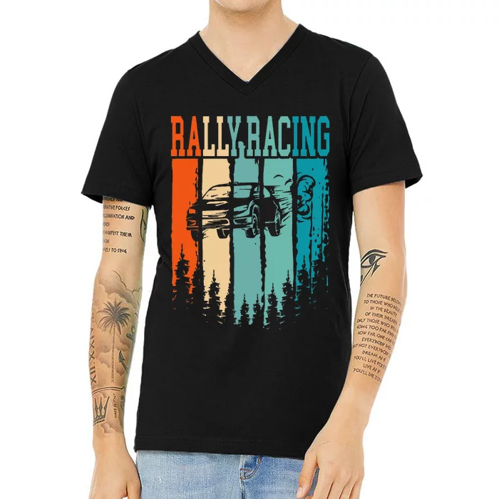 Rally Racing Retro Vintage V-Neck T-Shirt