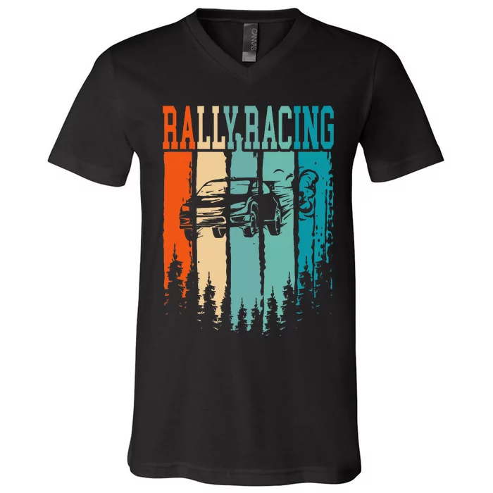 Rally Racing Retro Vintage V-Neck T-Shirt