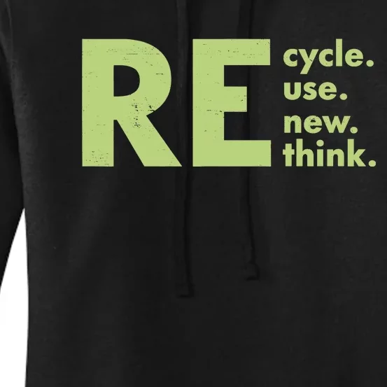 Recycle Reuse Renew Rethink Crisis Environmental Activism Women's Pullover Hoodie