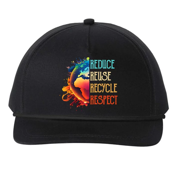 Reduce Reuse Recycle Respect Save The Earth Awareness Gift Snapback Five-Panel Rope Hat