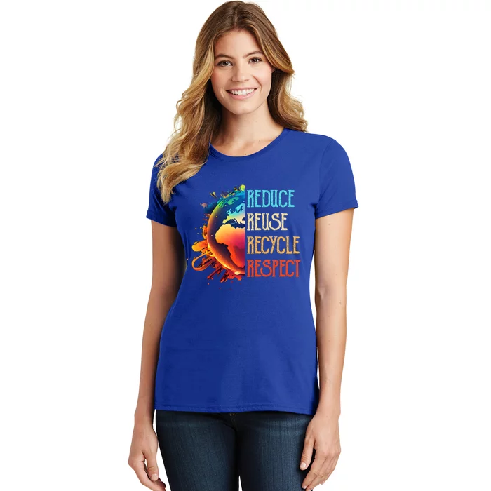 Reduce Reuse Recycle Respect Save The Earth Awareness Gift Women's T-Shirt