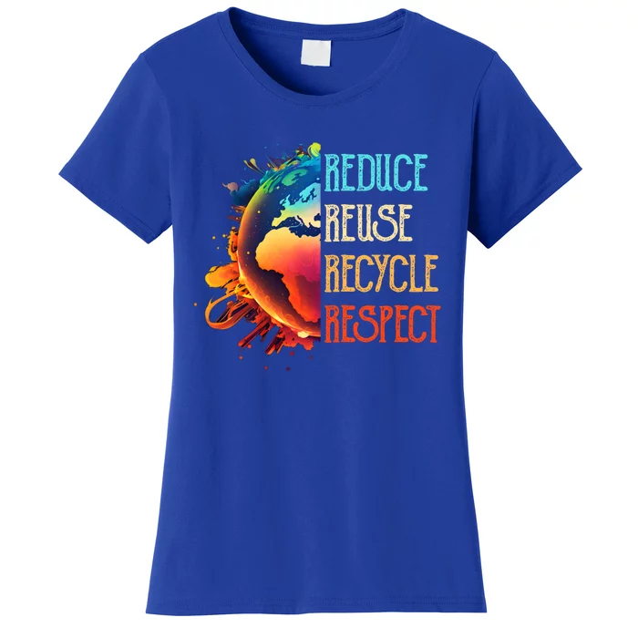 Reduce Reuse Recycle Respect Save The Earth Awareness Gift Women's T-Shirt