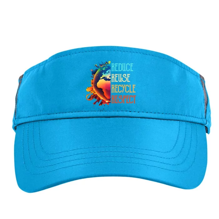 Reduce Reuse Recycle Respect Save The Earth Awareness Gift Adult Drive Performance Visor