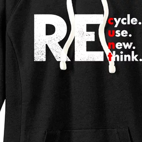 Recycle Reuse Renew Rethink Crisis Environmental Activism Women's Fleece Hoodie